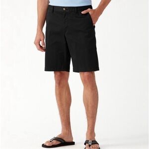 Tommy Bahama NWT Black 10 inch Boracay Flat Front Chino Shorts size 33 stretch